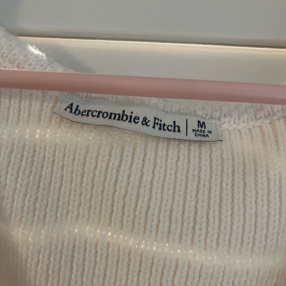 Abercrombie & Fitch Cream Rib Knit button-up sweater vest - Picture 3 of 4